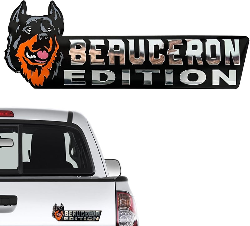 Queenik Dog Edition 3D Car Badge, Laser Cutting Metal Emblem, Cute Dogs Decals (Beauceron) - Image 1